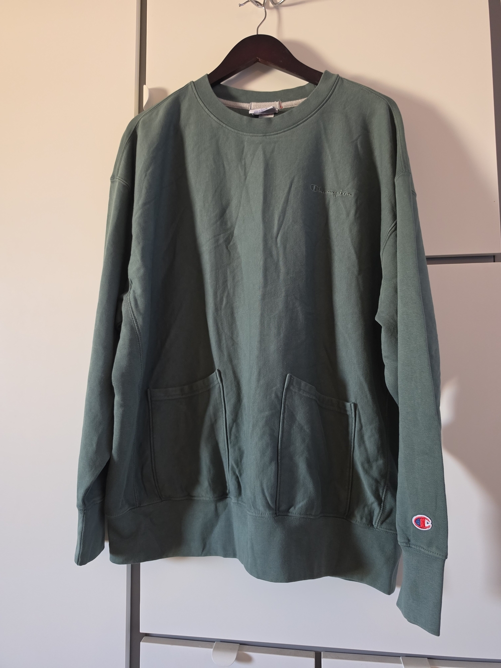 Champion Men's Crewneck Sweatshirt in Olive Green
